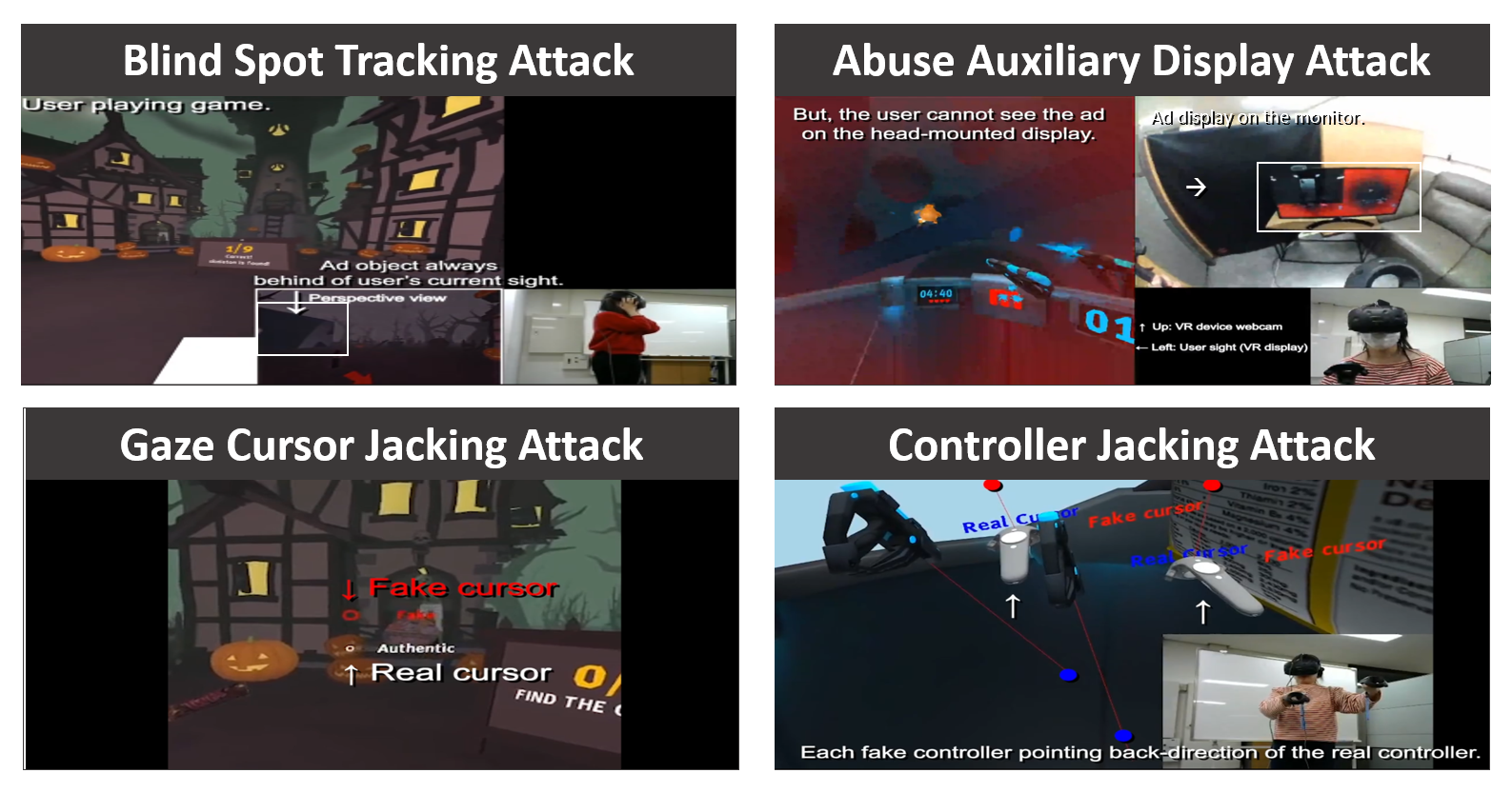 Examples of WebXR security attacks
